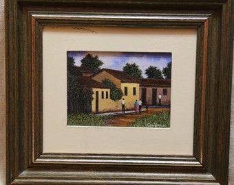 Maria Usoria Oil Painting Town in the Country 9 by 8 inches