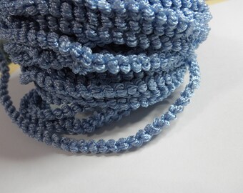 Estate Notions --ONE YARD- Blue Wired Bump Curly Chenille - Blue - 1/4" wide