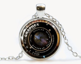 Camera Lens Vintage grahpex pendant. Vintage Camera Lens Necklace. Camera Steampunk jewelry. Birthday gift
