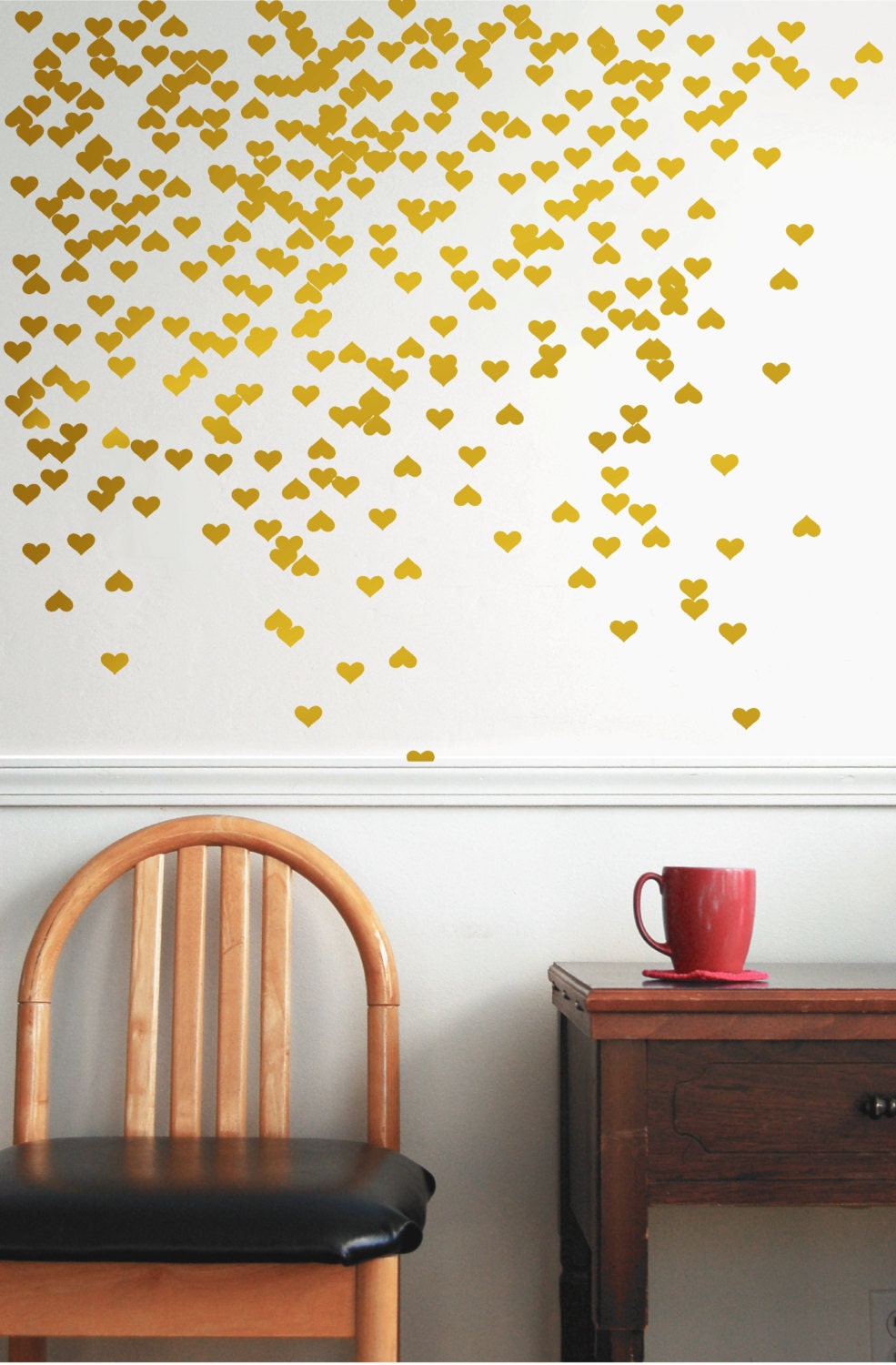 metallic vinyl paper sticker heart wall Gold gold pattern vinyl decal decal wall