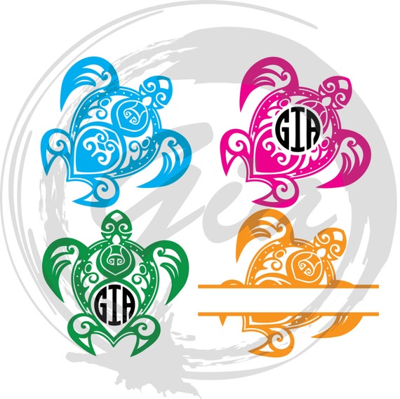 Download Tribal Sea Turtle Monogram frame SVG turtle tribal clipart