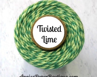 Light Green & Dark Green Bakers Twine - Twisted Lime Trendy Twine - Christmas, Holiday, Gift Wrap, Packaging, Treats, Favors, Baking