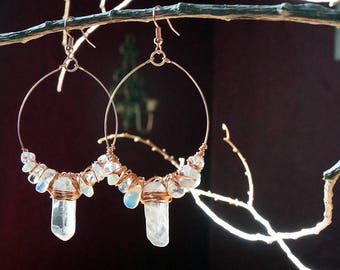 Faux Crystal/Glass & Copper Earrings. Boho Handmade Earrings. Boho Earrings. Handmade Earrings. Artisan. Artisan Earrings.