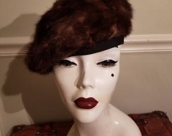 FREE SHIPPING Mink Fur Beret