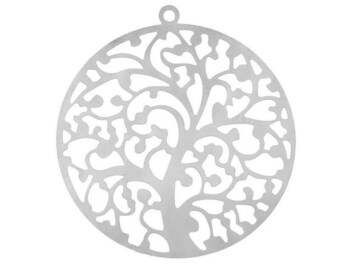 Stainless steel 40 mm filigree tree pendant
