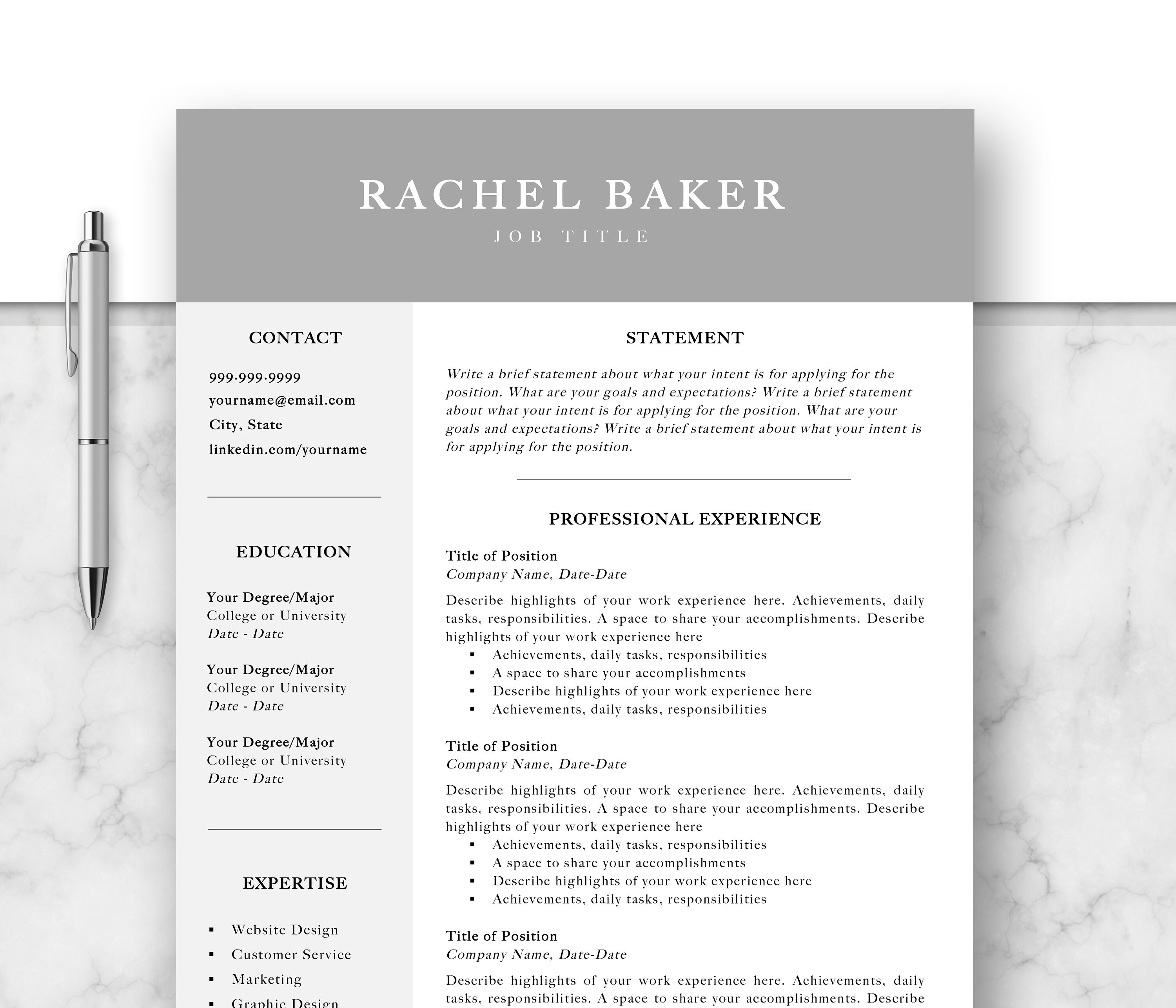 professional resume template cv curriculum vitae template design