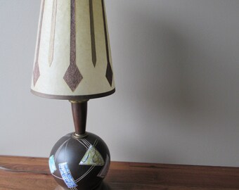 Vintage Ceramic Table Lamp, Colourful Geometric Modernist Design, Mid Century Modern Home Decor