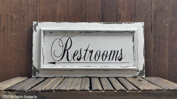 Vintage Restroom Sign. Restroom Door Sign. Restroom Decor.