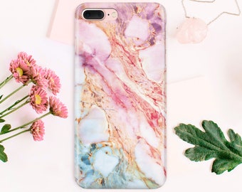 Full Wrap Marble Phone Case Samsung Galaxy S8 Case Samsung S6 Edge Plus iPhone 8 iPhone 6S Case iPhone 7 Plus Rose Marble Phone Case CA1401