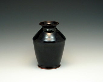 7" Black Hand-thrown Stoneware Vase