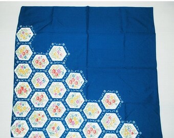 Furoshiki, wrapping cloth, Japanese fabric, Kimono fabric, Blue Furoshiki, beautiful tapestry, free shipping,