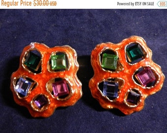Spring Sale Vintage CRAFT Enamel Signed Earrings Quality