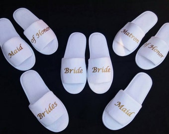 Bride Slippers - Bridesmaid Slippers - Personalized Slippers - Slippers- Wedding Slippers - Bridal Slippers - Bridesmaid Gift