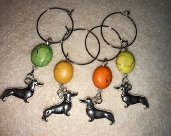 Dachshund wine glass charms