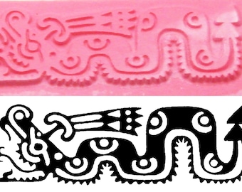 Small Aztec Serpent Design Stamping Tool for Polymer Ceramic - PMC Clay Stamp - Textile Design Stamp - Aztec Serpent Stamping Tool