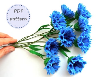 Felt Cornflower, Cornflower Pattern, Felt Pattern, Felt Cornflower Pattern, Felt Flowers, Felt Flowers Pattern, Cornflower Bouquet