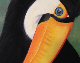 Toucan Bird, Original 8x10 Oil Painting on Canvas