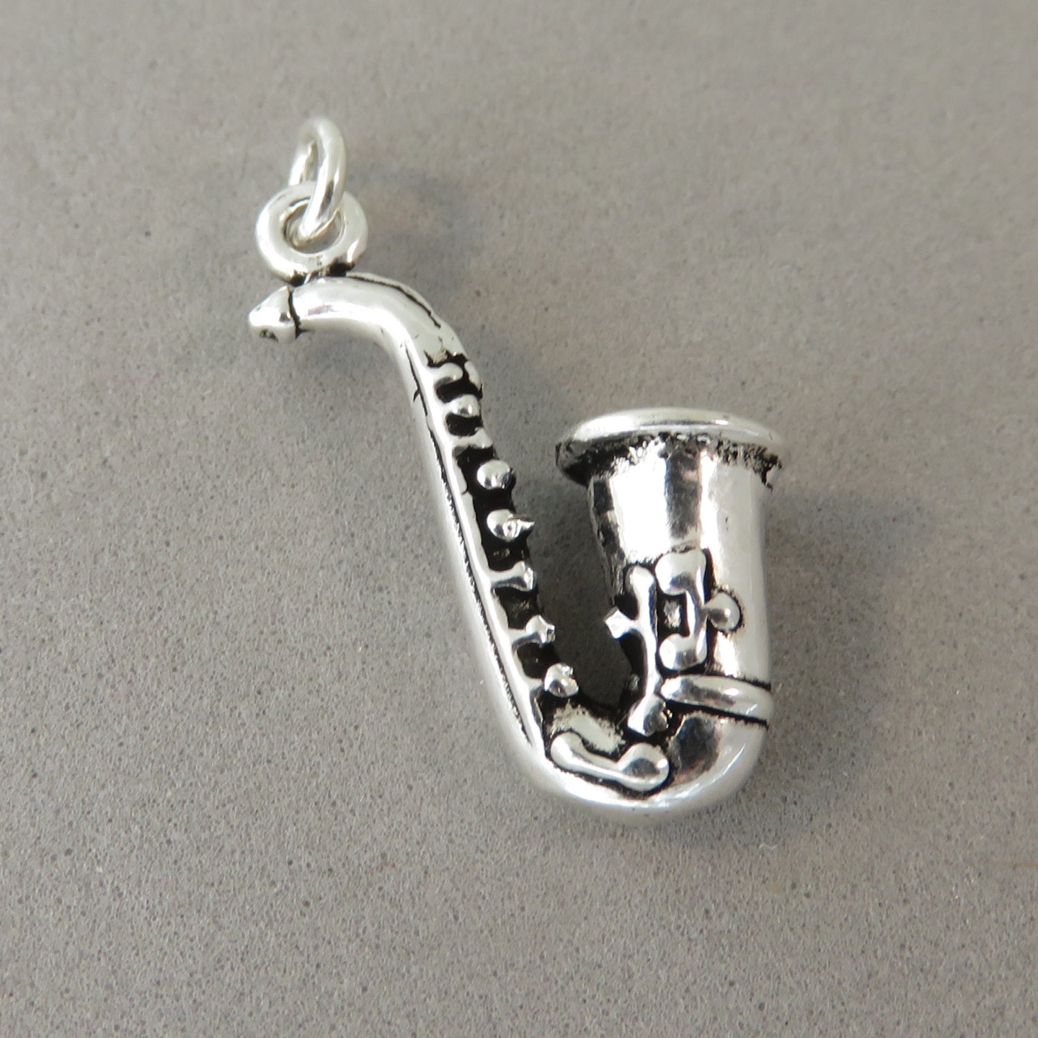 Sterling Silver 3D SAXOPHONE Charm Pendant Music Band Wind