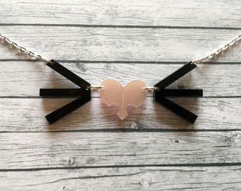 Laser Cut Acrylic Cat's Nose Whiskers Necklace 16 Inch Acrylic Necklace