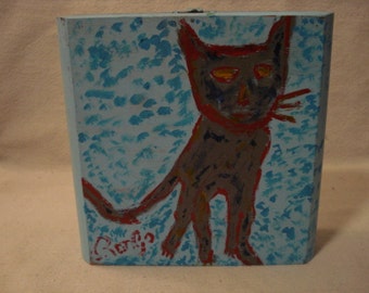 The HUNTER Folk Art Outsider Art Rongo Painting on Large Cigar Box