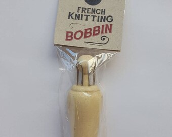 Traditional French Knitting Bobbin - With Needle - Freeform Spool Knit Craft - East of India
