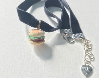 Hamburger Black Velvet Choker