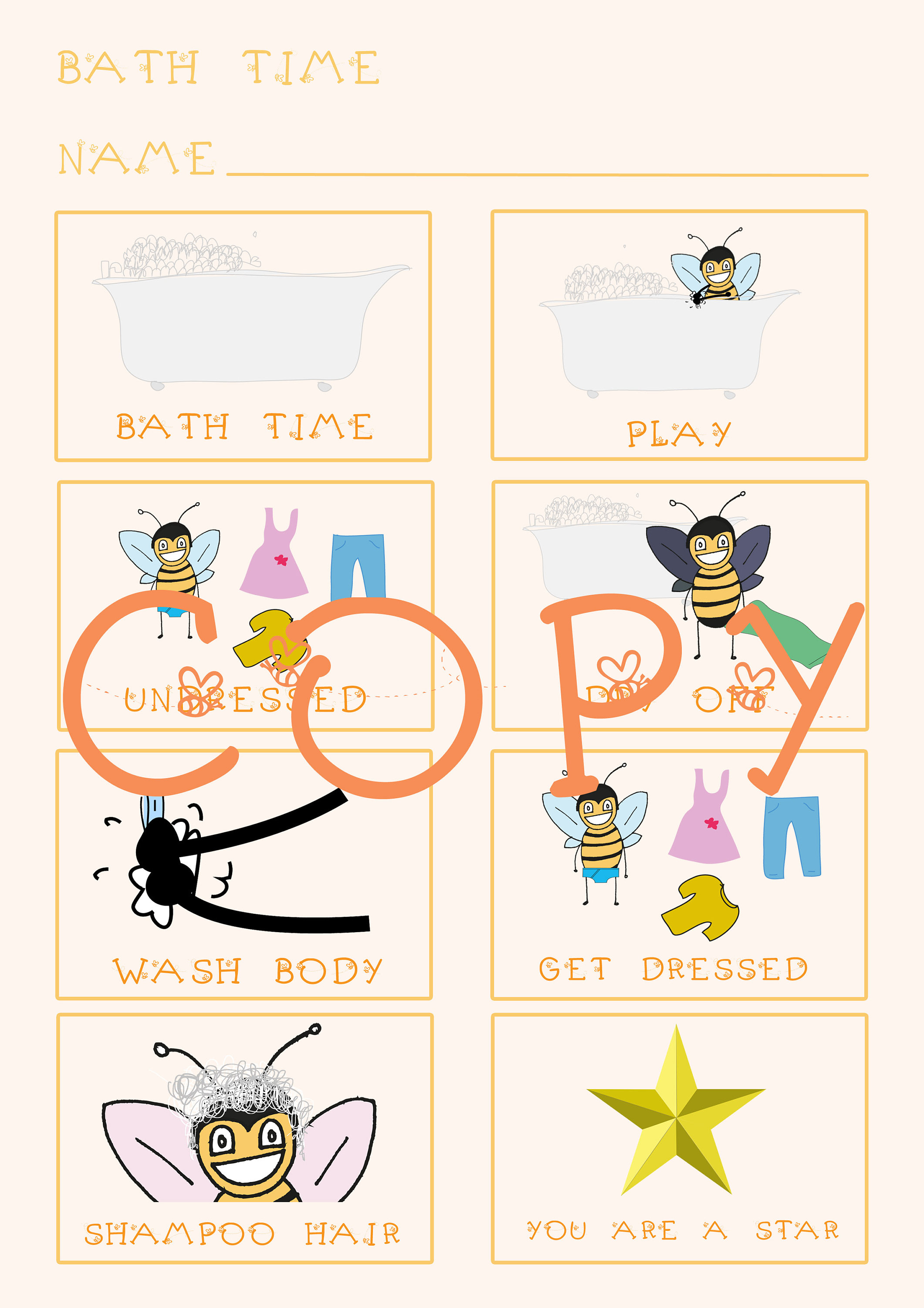 bath time routine scedule chart for your child or toddler can