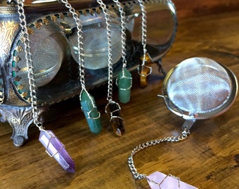 Summer Gift - Crystal Tea Infuser - Stainless Steel - Tea Maker - Tea Strainer - Tea Ball - Tea Steeper - Amethyst - Rose Quartz