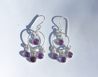 Sterling Silver Amethyst Dangle Earrings