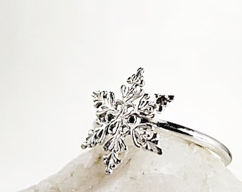 Snowflake ring, Sterling Silver, Winter jewelry, stackable