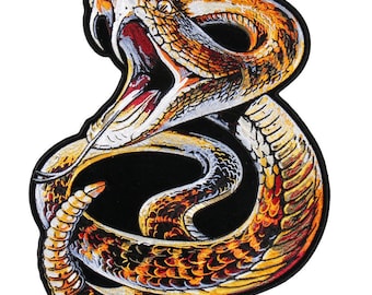 Rattlesnake, High Thread Iron-on / Saw-on Rayon PATCH - 9" X 11", Exceptional Quality