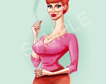 MAD MEN Joan Holloway Caricature Print