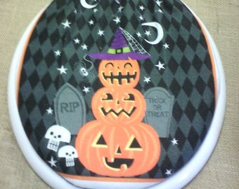 Jack-O-Lantern Slide-on Fabric COVER Toilet Seat Lid Standard Round