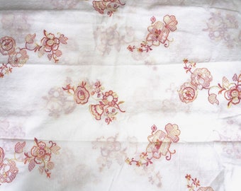Floral Embroidered Cotton Dotted Swiss Fabric Voile By the Yard