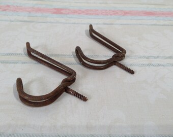 Vintage Hooks, Screw Hooks, Wire Hooks, Rustic Hooks, Shabby Chic Hooks, Industrial Hooks - Lot of 2 Mismatched Hooks