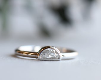 14k Rose Gold Half Moon Ring, 925 Sterling Silver, Rose Gold Ring, Roseandchoc Ring, Stacking Ring, Dainty Ring, Minimalist Ring