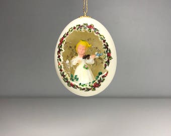 vintage egg Christmas ornament with angel