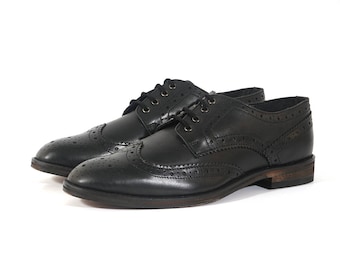 Aspele Mens Black Leather Brogues shoes