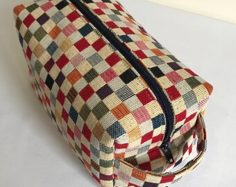 Cosmetic Bag, Makeup Bag, Box Makeup Bag, Box Cosmetic Bag, Small Square Tapestry Cosmetic Bag, Tapestry Makeup Bag