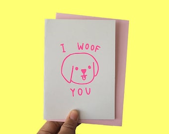 Cute Greeting Card, Dog Lover Card, Christmas Card, Cute Card, A6 Card, Love Card, I love you card, Dog Card, I woof you