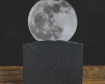 Unscented Charcoal Soap | Midnight Soap | Fragrance Free Soap Bar, Activated Bamboo Charcoal Soap, All Natural Homemade Cold Process Soap
