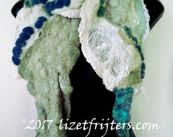 Multi Coloured Textured Felt Scarf - Hodgepodge - Winter Scarf Eco Fashion