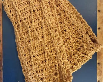 Handmade Crochet Scarf, Cable Scarf Tan