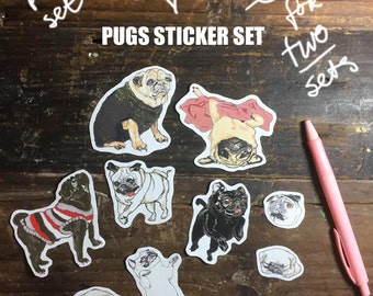 Claartje van Swaaij loves Pugs sticker set (10 stickers)
