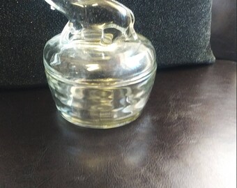 Vintage Jeannette Trunk Up Clear Glass Powder Dish Elephant