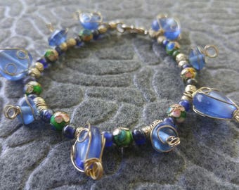 Blue Wire-Wrapped Bracelet