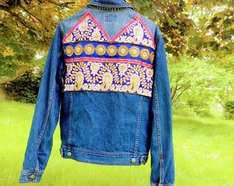 Hand-Embellished Vintage Denim Jacket