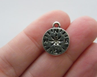 BULK 50 Compass charms antique silver tone SC55