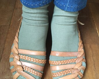 vintage 80s coasters 2684 womens strappy leather sandals made in brazil womens shoe size 8