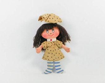 1981 Cooky Box Doll - Chocolate Chip - Bendy Flat Rubber Doll - Bendable - Gata Ltd Intrapid - 1980s Toys Flatsy Clone